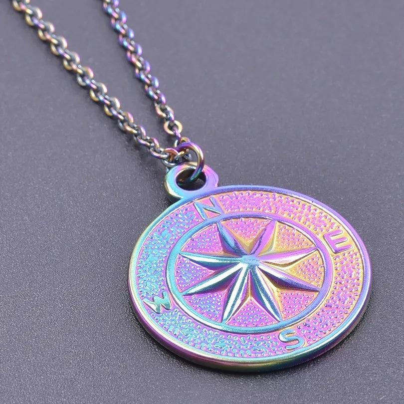 304 Stainless Steel 18K Gold Plated Basic Modern Style Classic Style Plating Compass Pendant Necklace