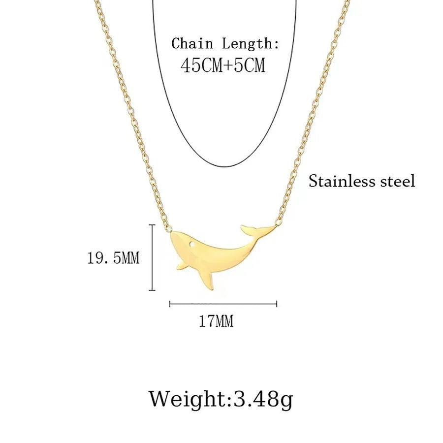 304 Stainless Steel 18K Gold Plated Simple Style Classic Style Plating little bear Dinosaur Pendant Necklace