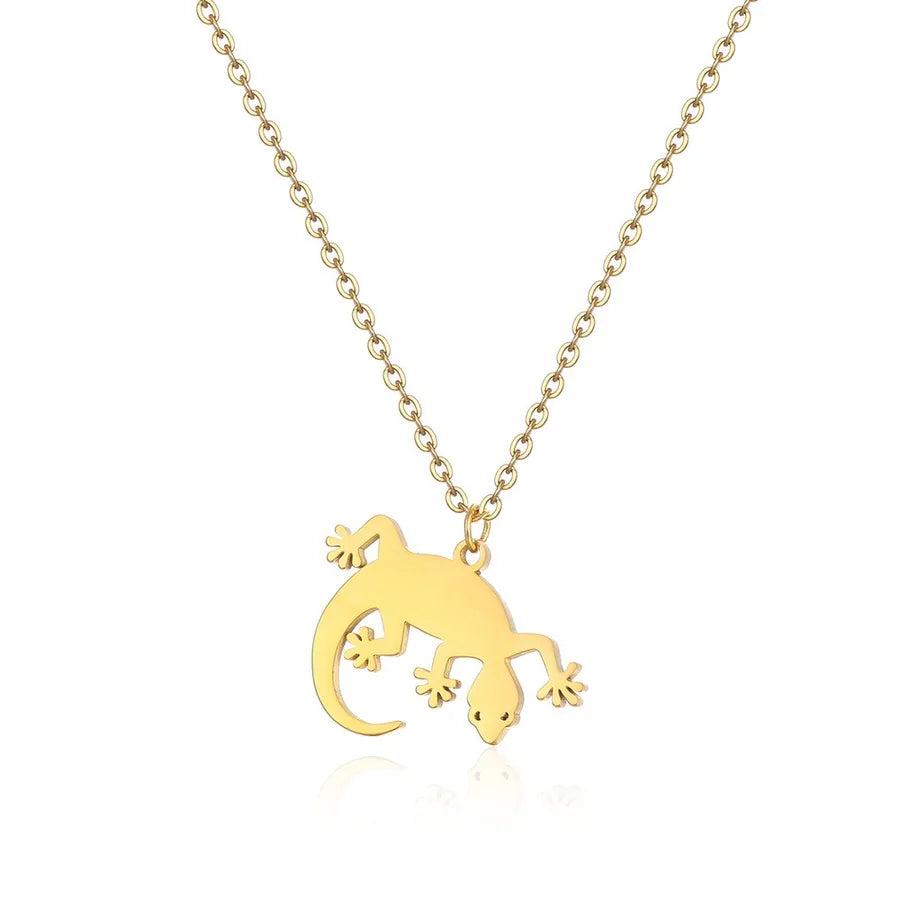 304 Stainless Steel 18K Gold Plated Simple Style Classic Style Plating little bear Dinosaur Pendant Necklace