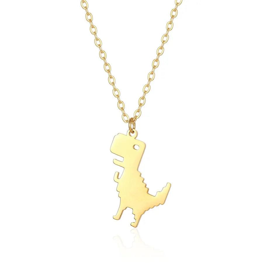 304 Stainless Steel 18K Gold Plated Simple Style Classic Style Plating little bear Dinosaur Pendant Necklace
