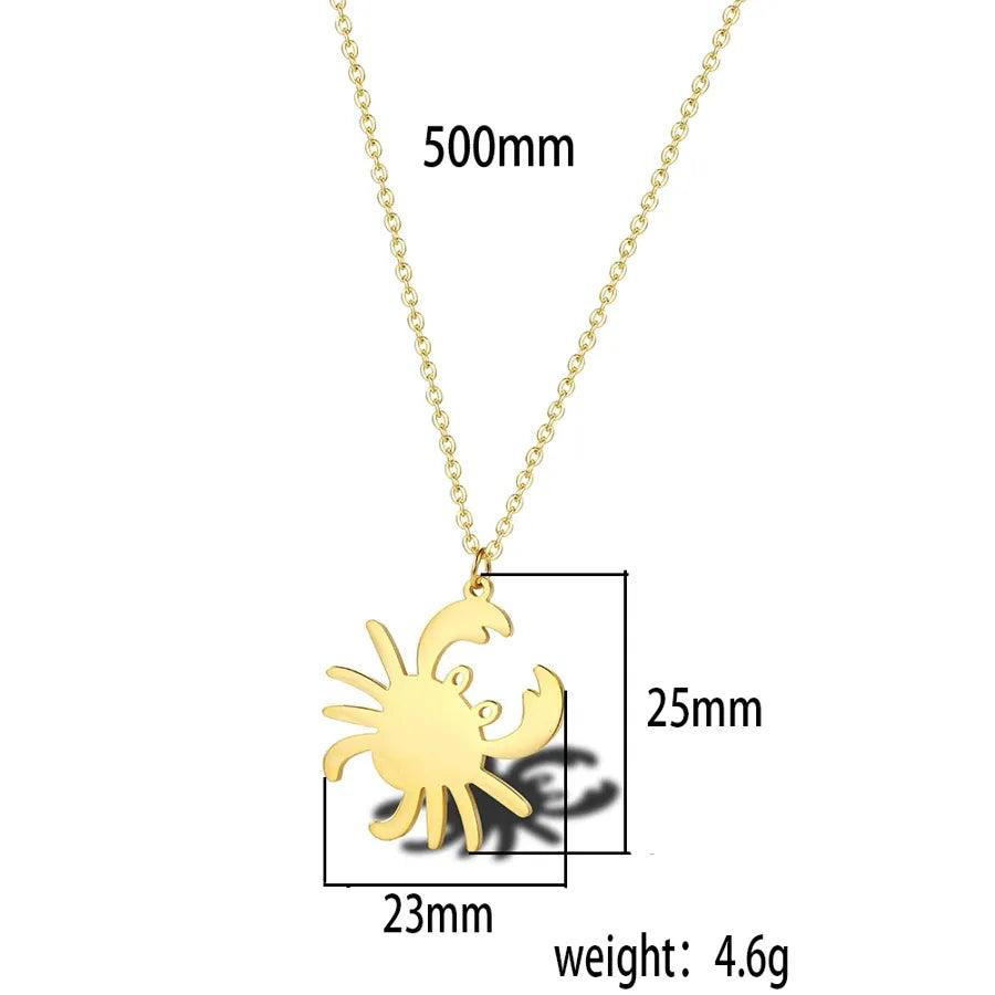 304 Stainless Steel 18K Gold Plated Simple Style Classic Style Plating little bear Dinosaur Pendant Necklace