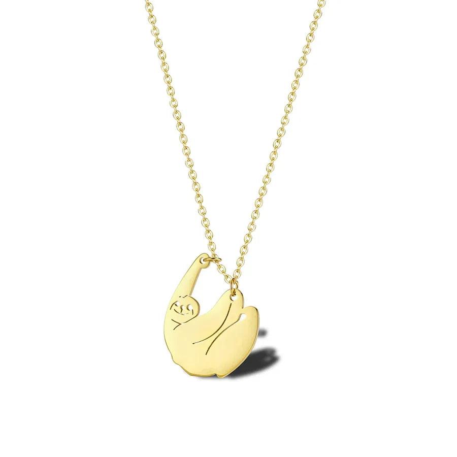 304 Stainless Steel 18K Gold Plated Simple Style Classic Style Plating little bear Dinosaur Pendant Necklace