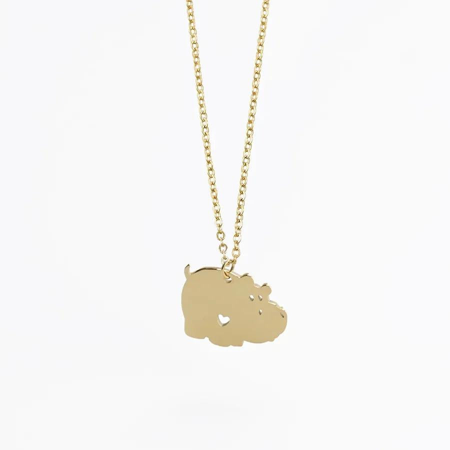 304 Stainless Steel 18K Gold Plated Simple Style Classic Style Plating little bear Dinosaur Pendant Necklace