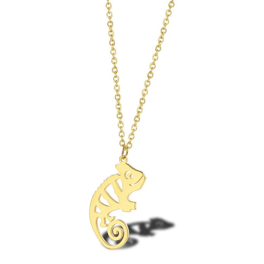 304 Stainless Steel 18K Gold Plated Simple Style Classic Style Plating little bear Dinosaur Pendant Necklace