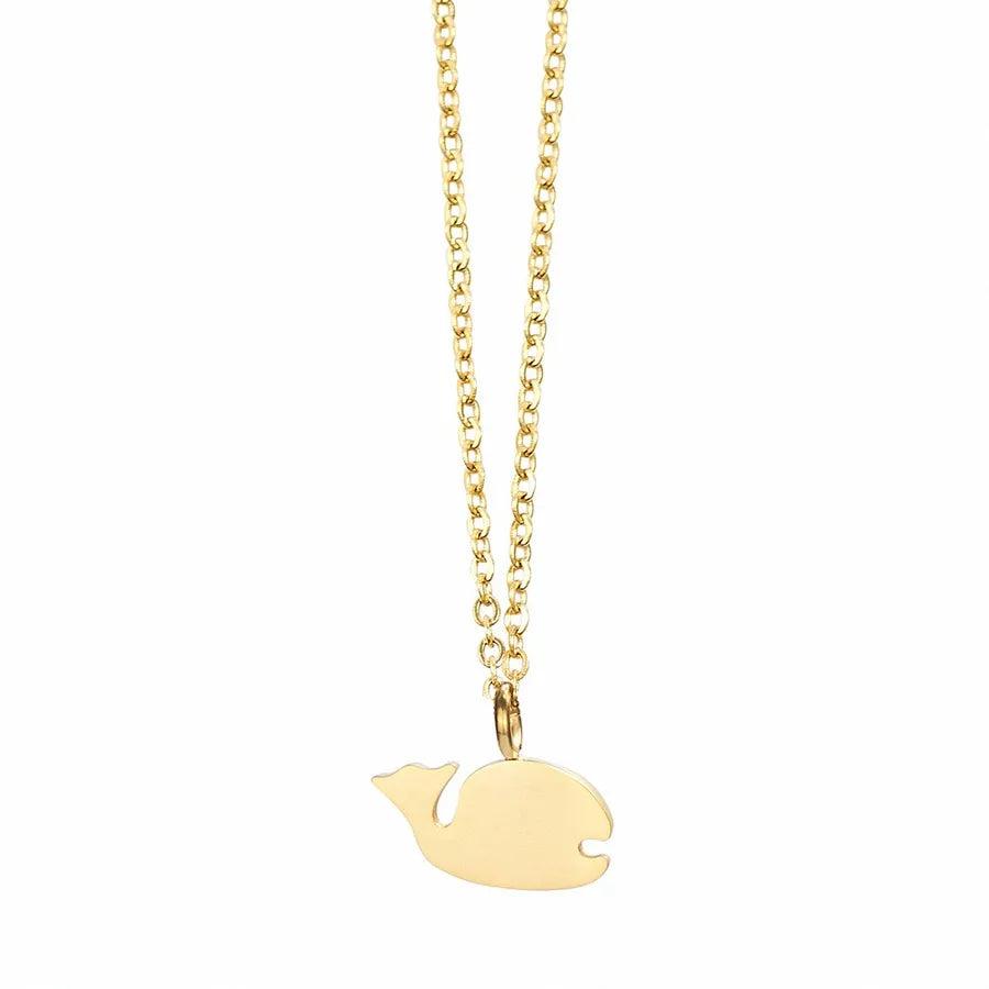 304 Stainless Steel 18K Gold Plated Simple Style Classic Style Plating little bear Dinosaur Pendant Necklace