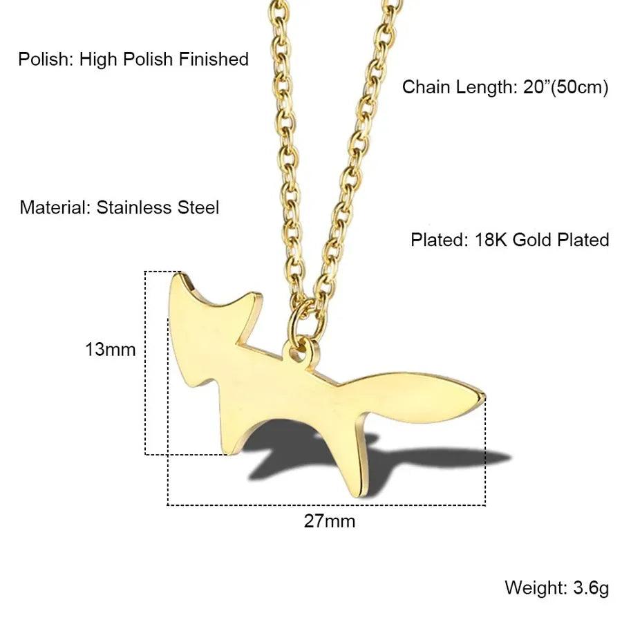 304 Stainless Steel 18K Gold Plated Simple Style Classic Style Plating little bear Dinosaur Pendant Necklace