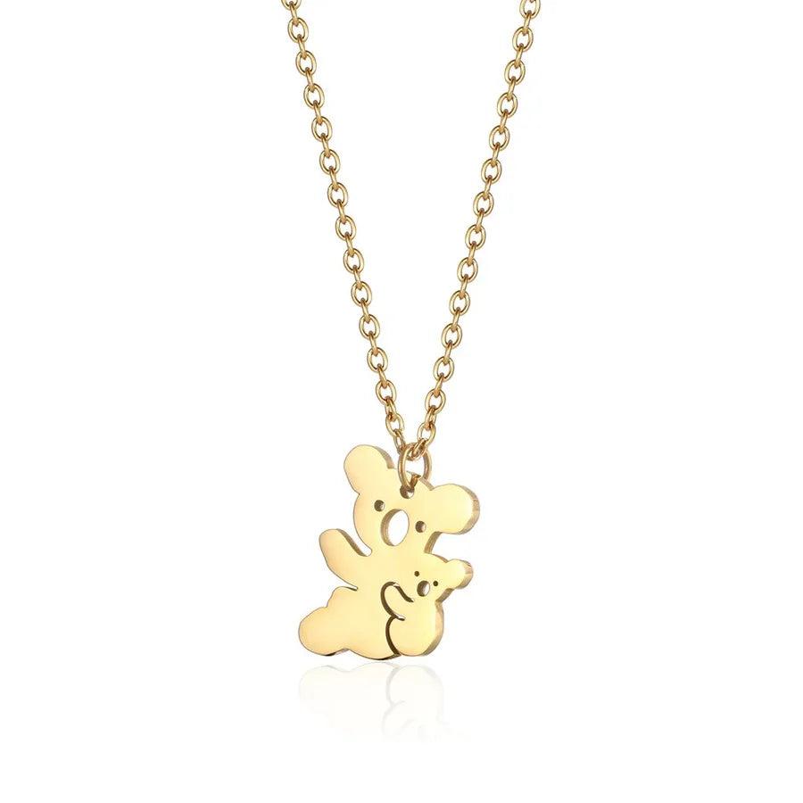 304 Stainless Steel 18K Gold Plated Simple Style Classic Style Plating little bear Dinosaur Pendant Necklace