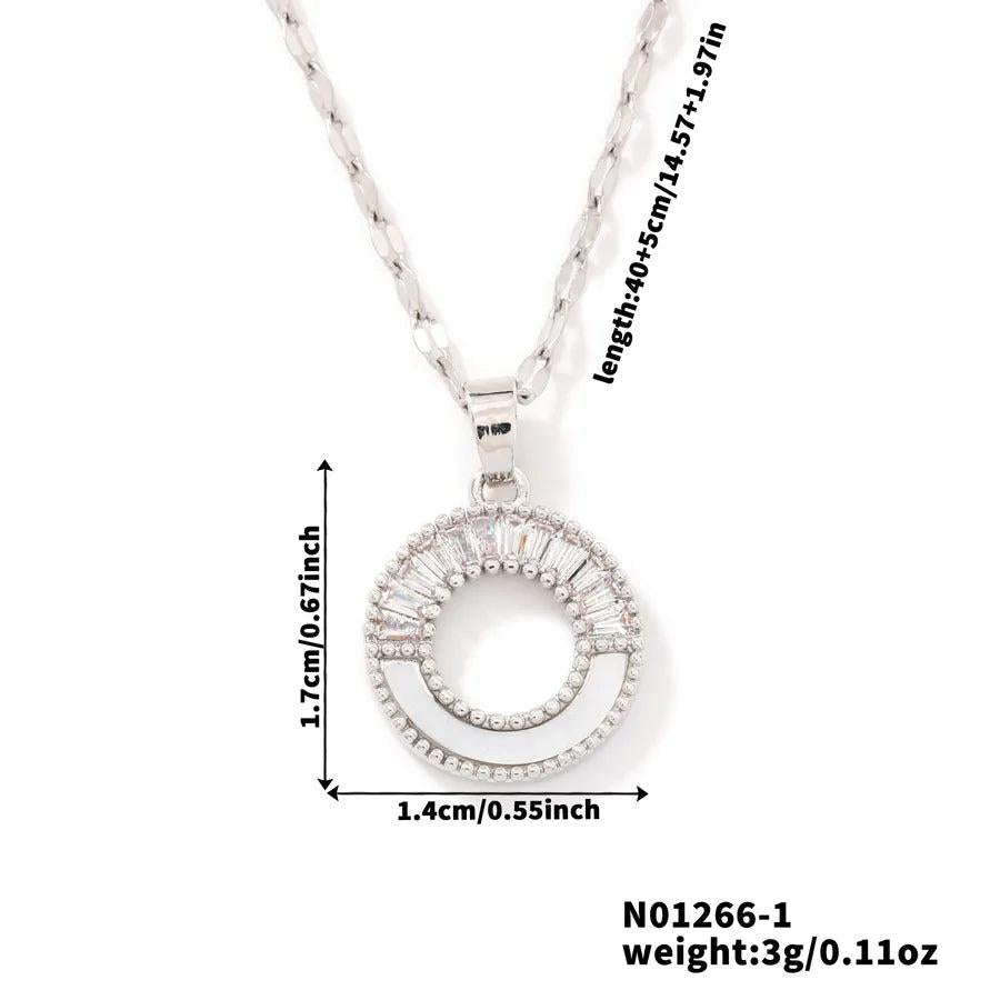 304 Stainless Steel Copper coffee bean chain K Gold Plated Sun Color Block Zircon Pendant Necklace