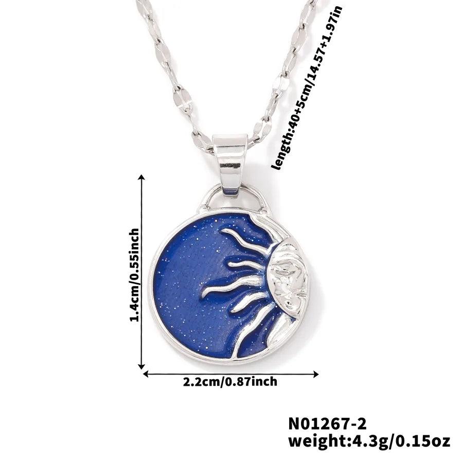 304 Stainless Steel Copper coffee bean chain K Gold Plated Sun Color Block Zircon Pendant Necklace