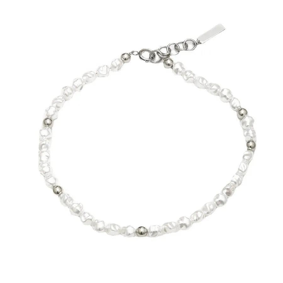 304 Stainless Steel Imitation Pearl 18K Gold Plated Simple Style Commute Beaded Round Necklace