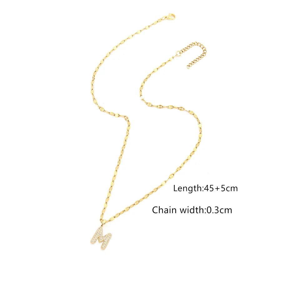 Chain Pendant Letter Stainless Steel Necklace