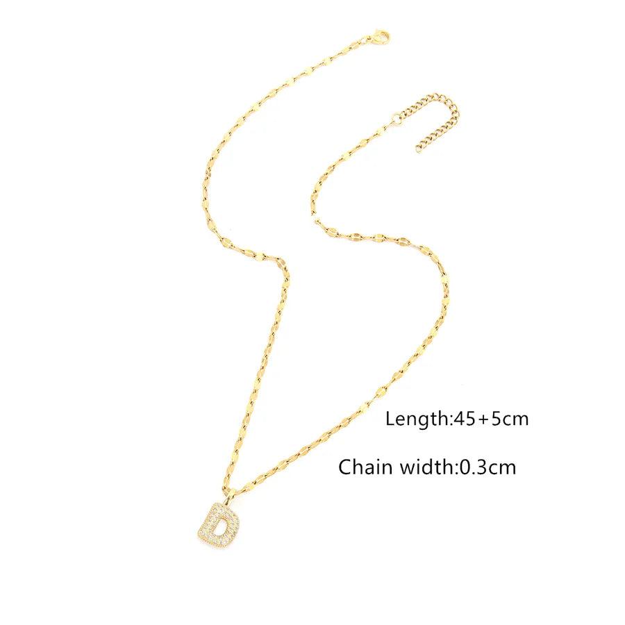 Chain Pendant Letter Stainless Steel Necklace