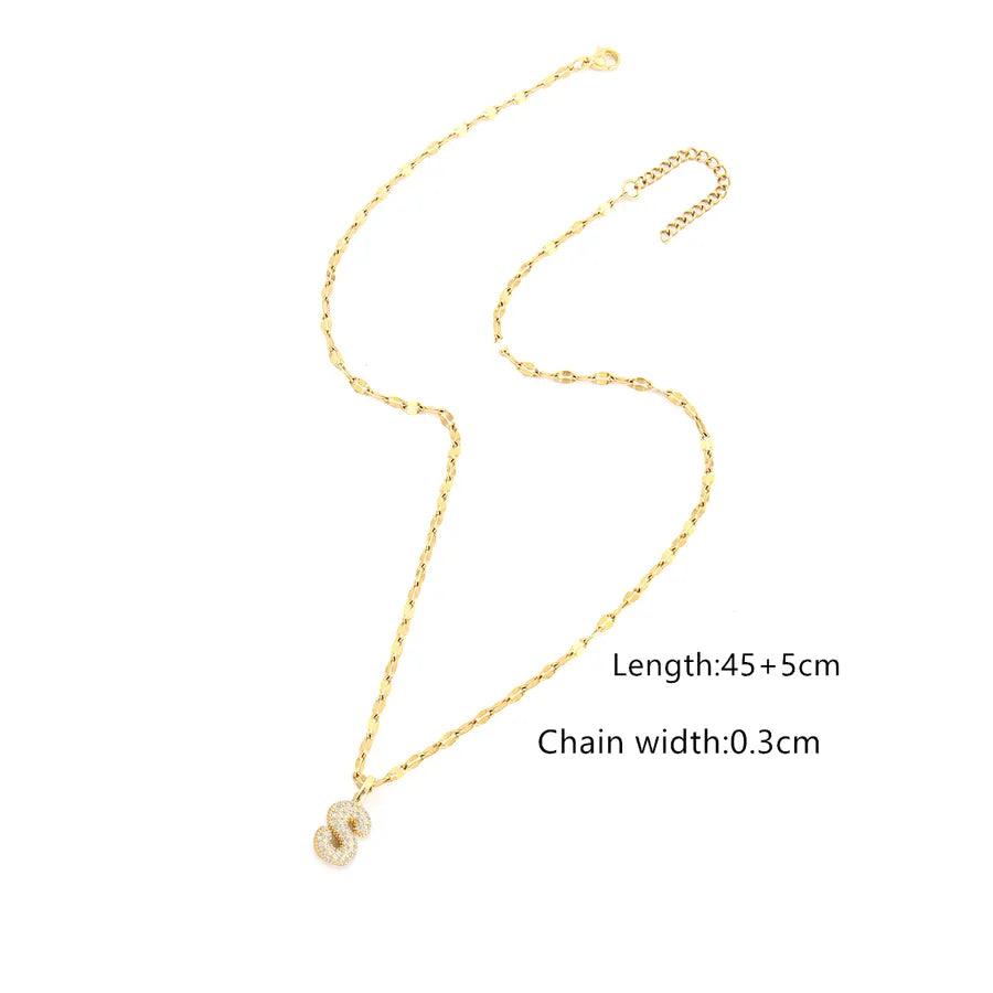 Chain Pendant Letter Stainless Steel Necklace