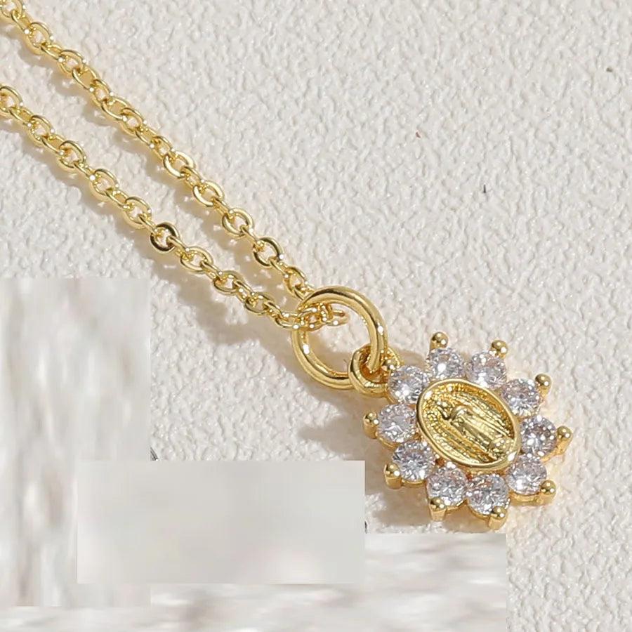 cute simple style commute human crown copper 14k gold plated white gold plated zircon pendant necklace