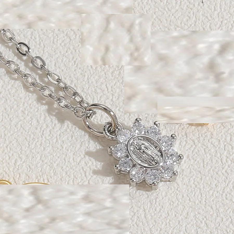 cute simple style commute human crown copper 14k gold plated white gold plated zircon pendant necklace