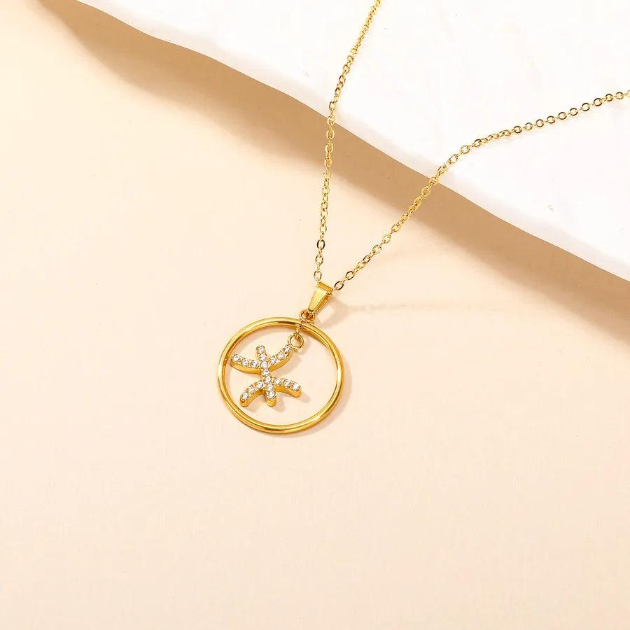 Elegant Simple Style Constellation 304 Stainless Steel Zircon Pendant Necklace 1 Piece