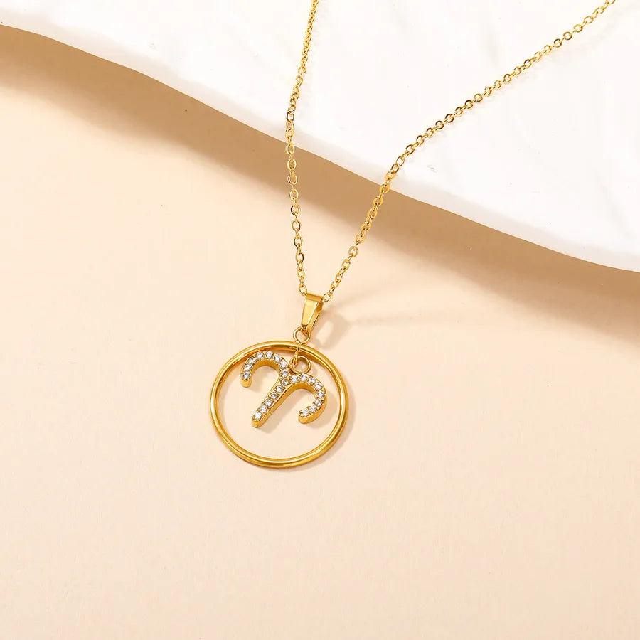 Elegant Simple Style Constellation 304 Stainless Steel Zircon Pendant Necklace 1 Piece