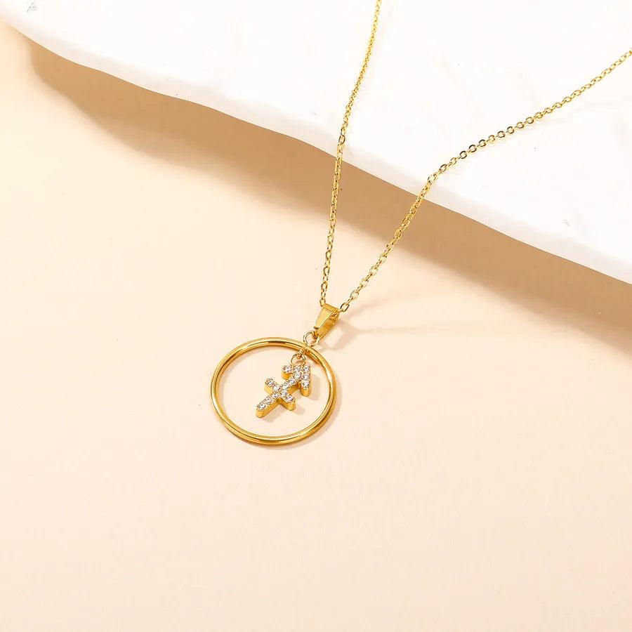 Elegant Simple Style Constellation 304 Stainless Steel Zircon Pendant Necklace 1 Piece