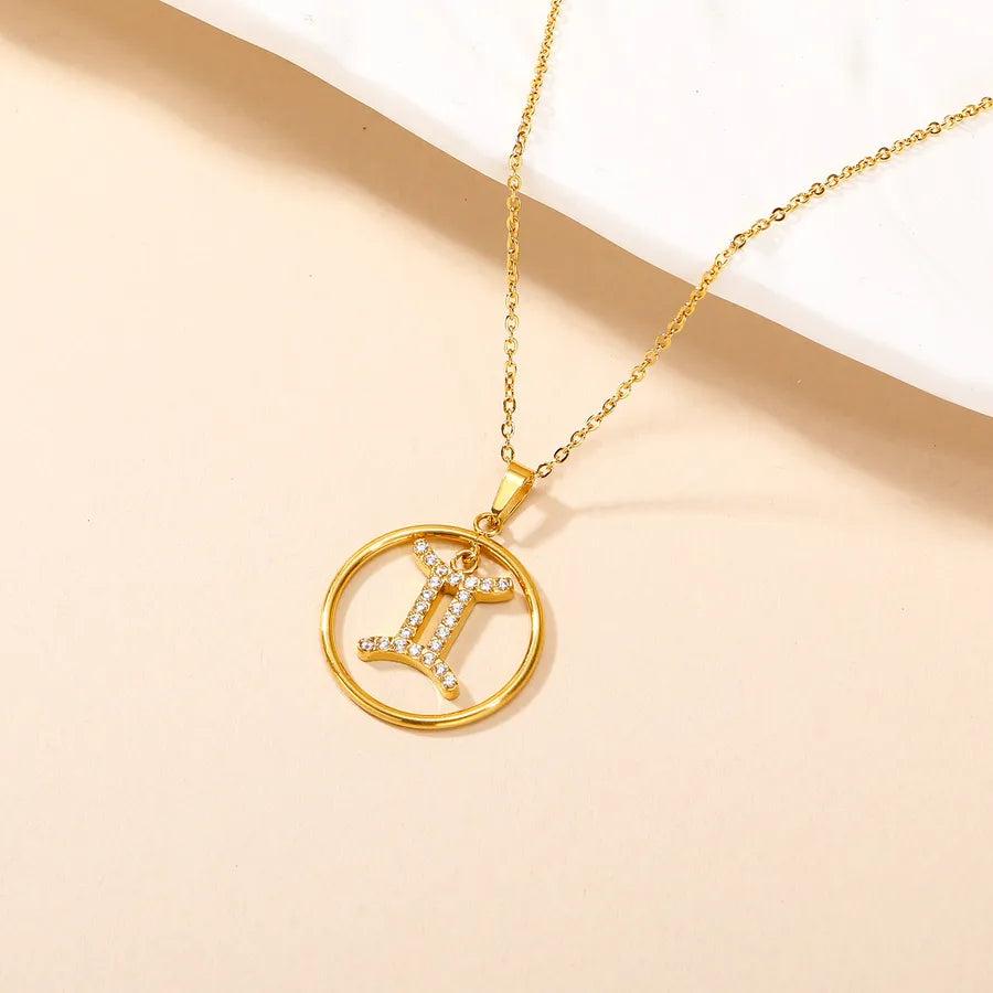 Elegant Simple Style Constellation 304 Stainless Steel Zircon Pendant Necklace 1 Piece