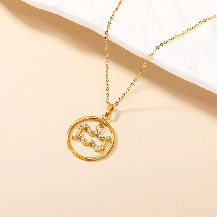 Elegant Simple Style Constellation 304 Stainless Steel Zircon Pendant Necklace 1 Piece