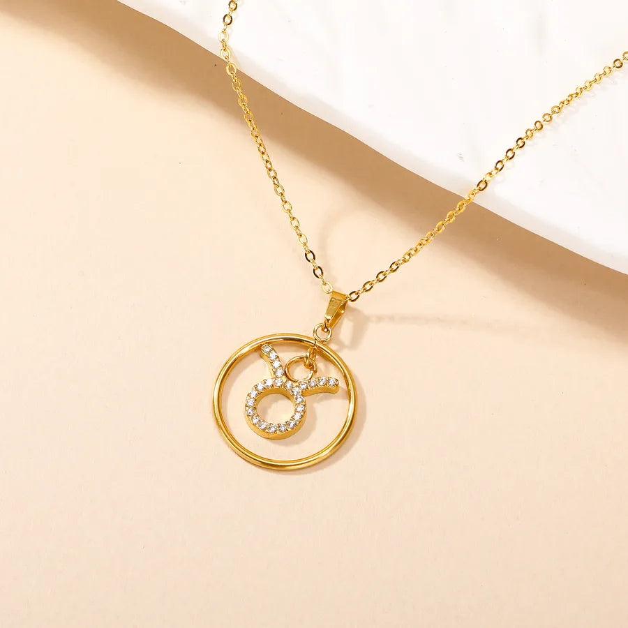 Elegant Simple Style Constellation 304 Stainless Steel Zircon Pendant Necklace 1 Piece