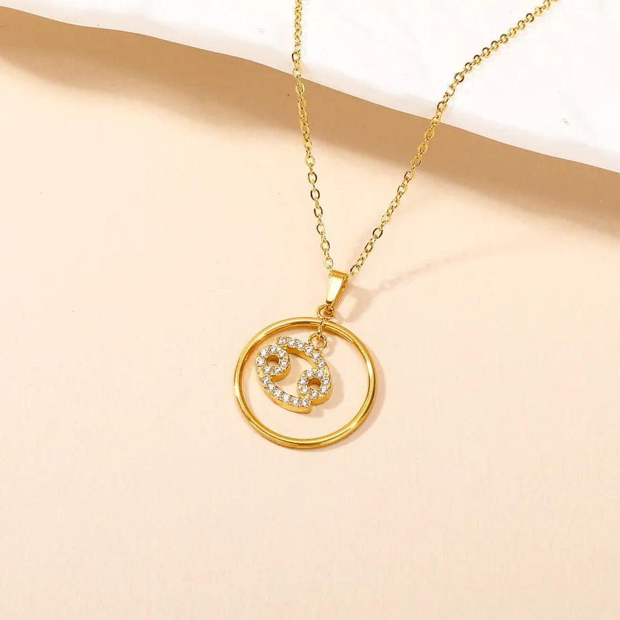 Elegant Simple Style Constellation 304 Stainless Steel Zircon Pendant Necklace 1 Piece