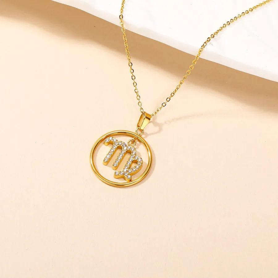 Elegant Simple Style Constellation 304 Stainless Steel Zircon Pendant Necklace 1 Piece