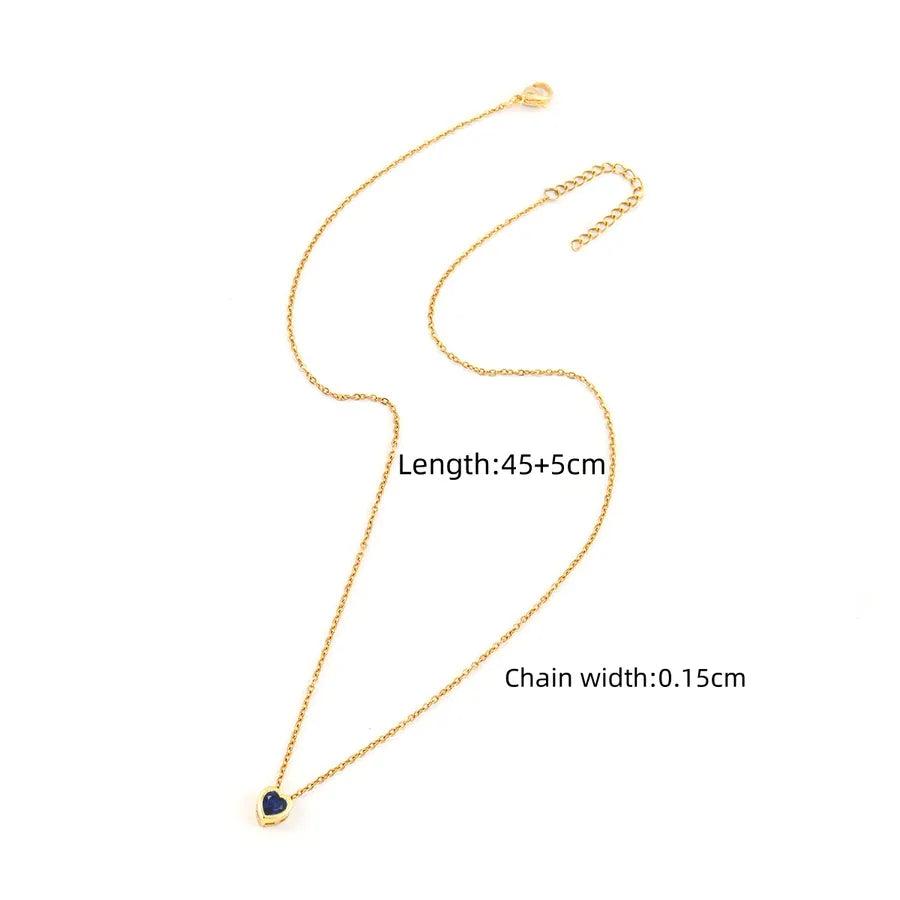 Elegant Simple Style Classic Style Heart Shape 201 Stainless Steel Artificial Crystal Inlay Pendant Necklace cable chain