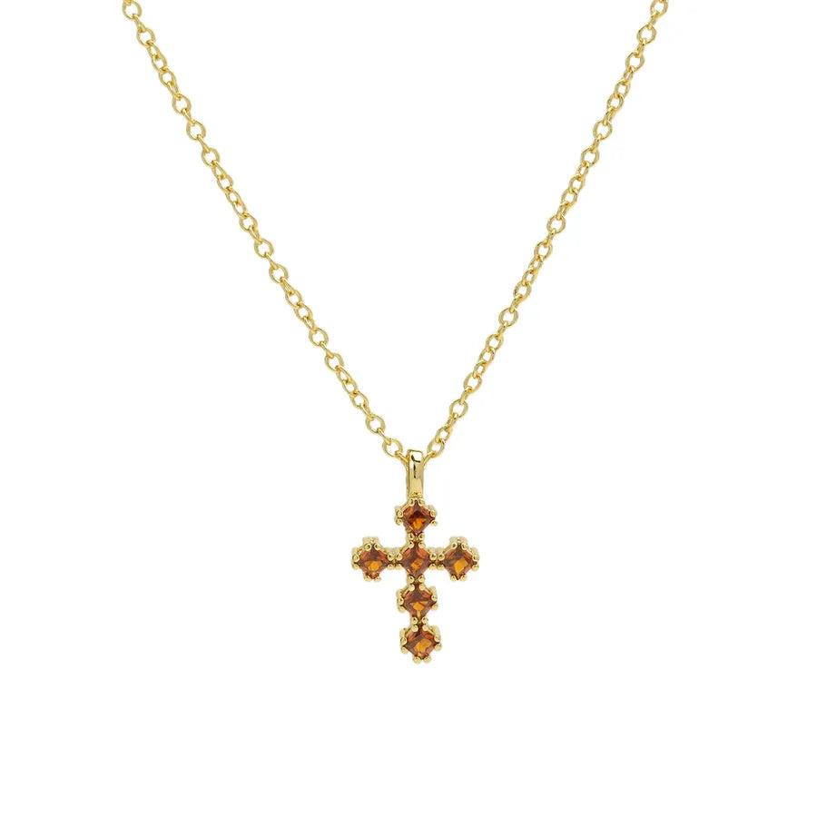 IG Style Classic Style Cross Zircon Brass Pendant Necklace