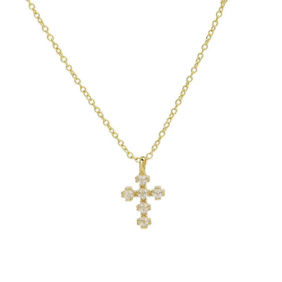 IG Style Classic Style Cross Zircon Brass Pendant Necklace