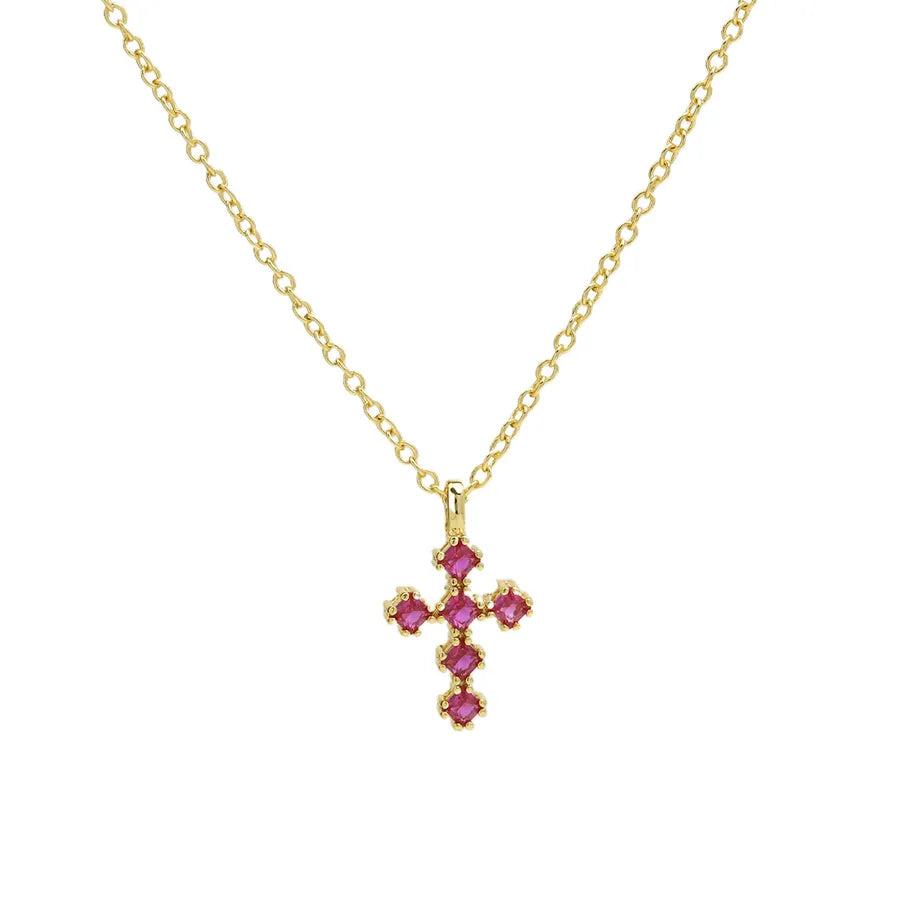 IG Style Classic Style Cross Zircon Brass Pendant Necklace
