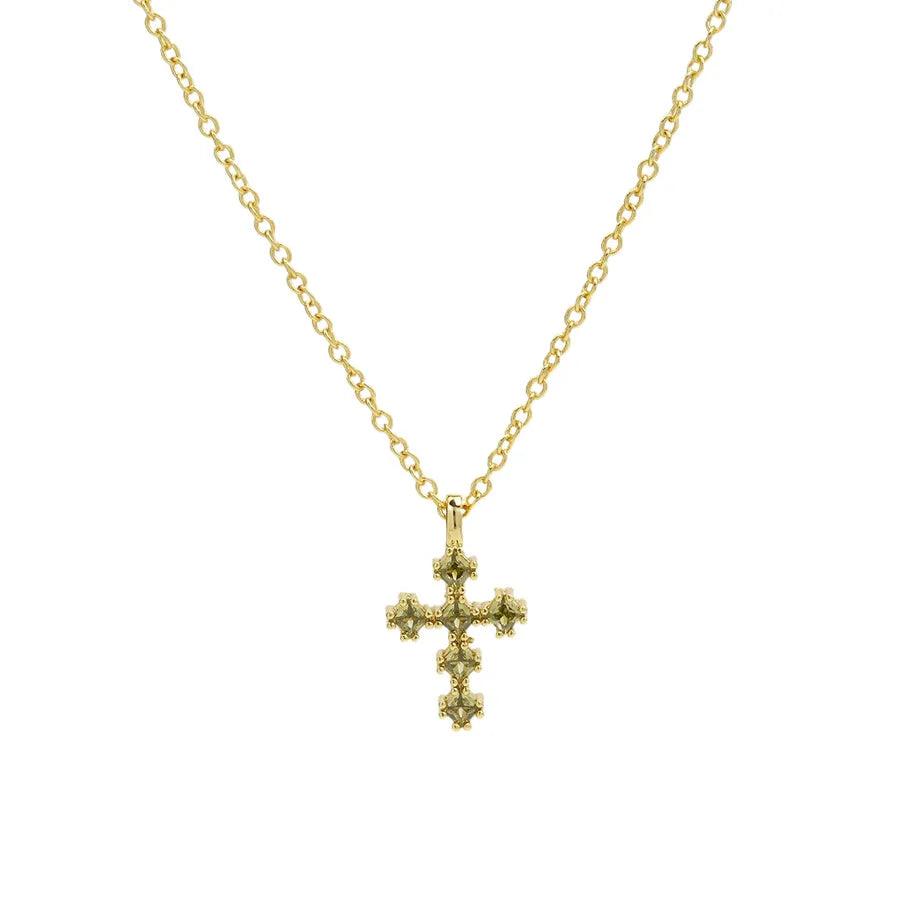 IG Style Classic Style Cross Zircon Brass Pendant Necklace