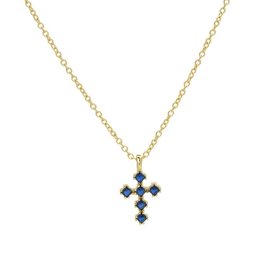 IG Style Classic Style Cross Zircon Brass Pendant Necklace