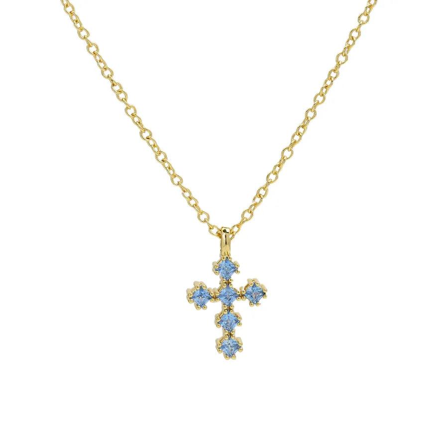 IG Style Classic Style Cross Zircon Brass Pendant Necklace
