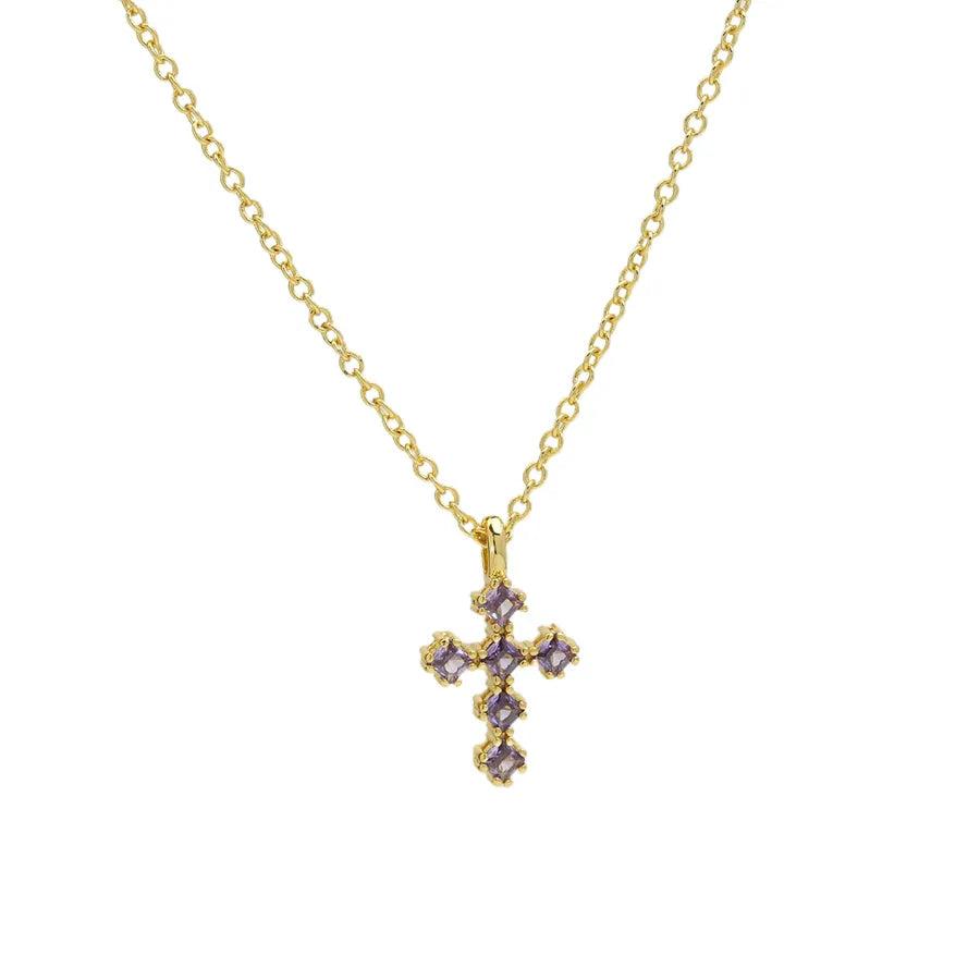 IG Style Classic Style Cross Zircon Brass Pendant Necklace