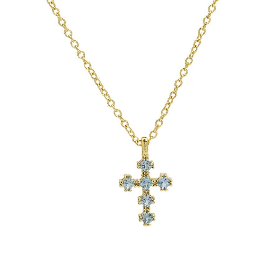IG Style Classic Style Cross Zircon Brass Pendant Necklace