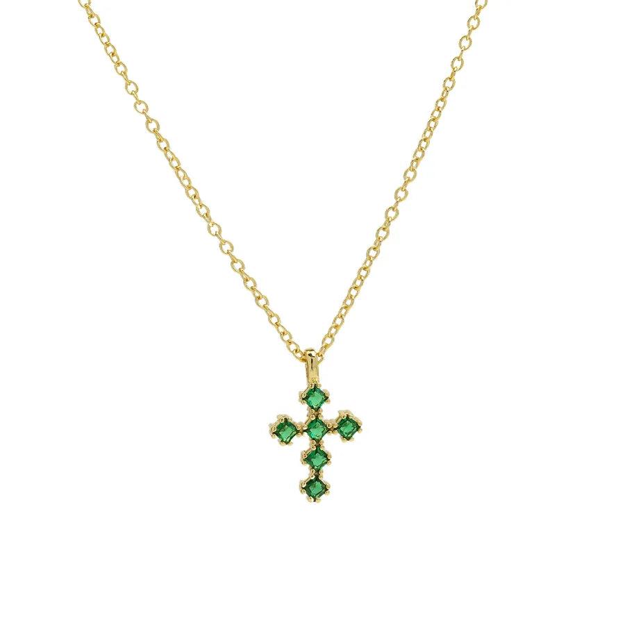 IG Style Classic Style Cross Zircon Brass Pendant Necklace