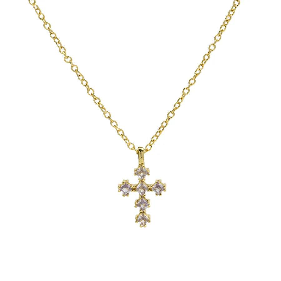 IG Style Classic Style Cross Zircon Brass Pendant Necklace