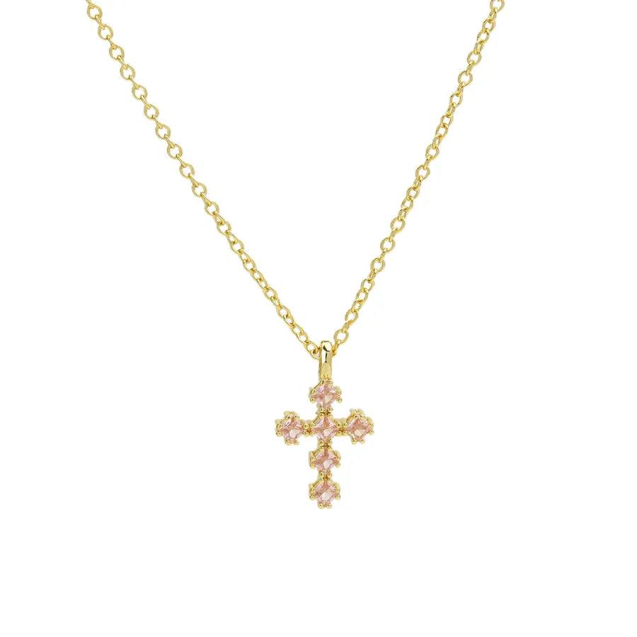 IG Style Classic Style Cross Zircon Brass Pendant Necklace