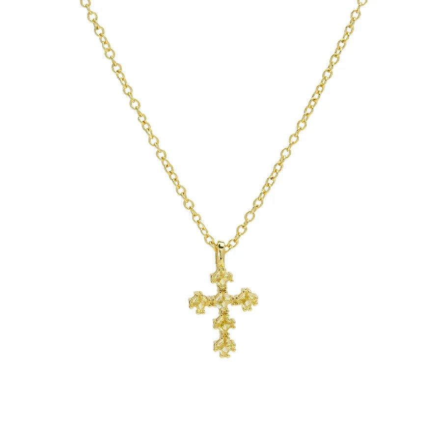IG Style Classic Style Cross Zircon Brass Pendant Necklace