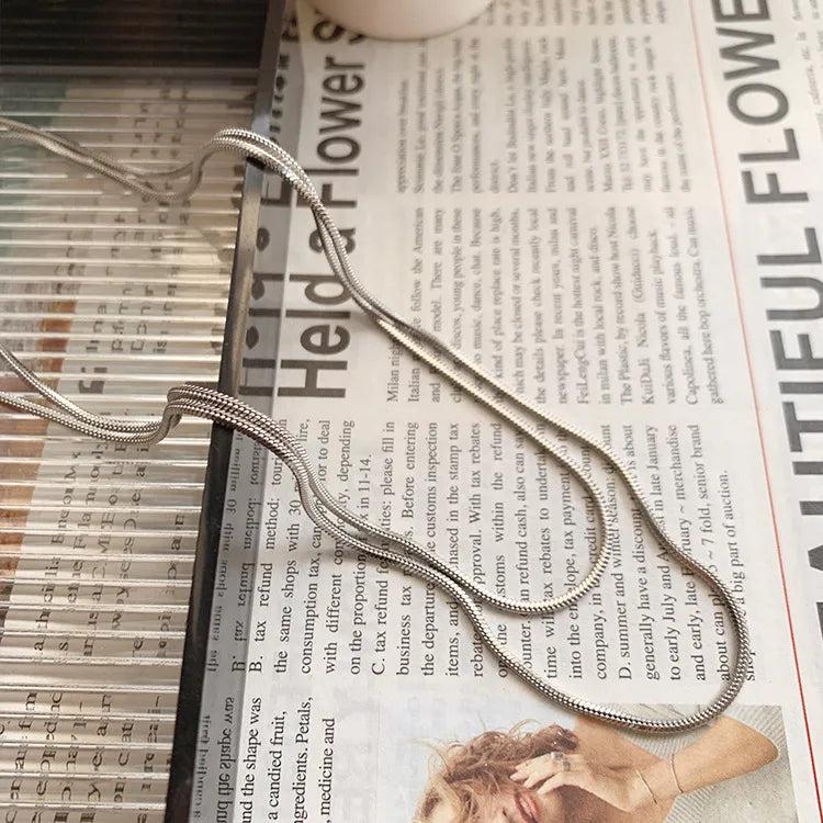Simple Style Solid Color Titanium Steel Plating Layered Necklaces