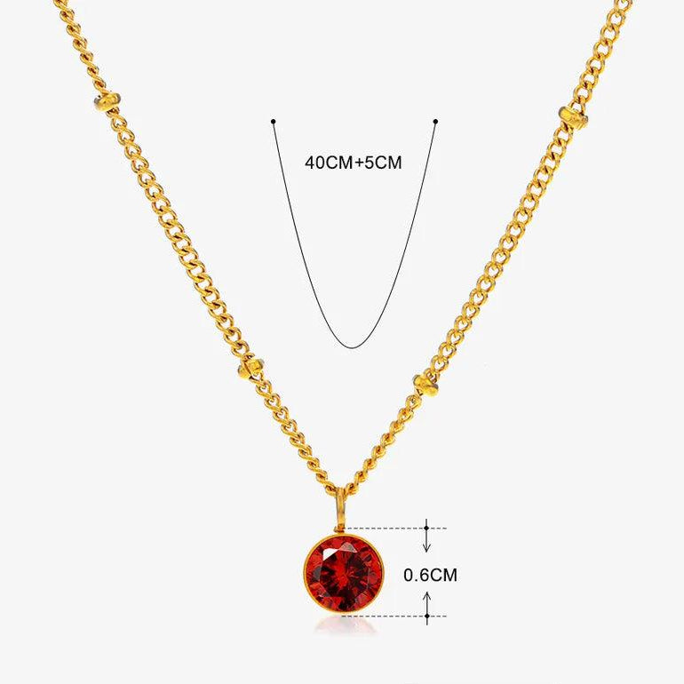 304 Stainless Steel Titanium Steel 18K Gold Plated Simple Style Plating Inlay Round Rhinestones Pendant Necklace