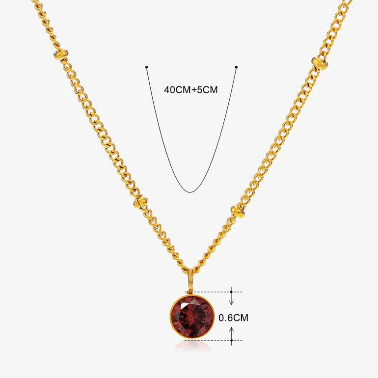 304 Stainless Steel Titanium Steel 18K Gold Plated Simple Style Plating Inlay Round Rhinestones Pendant Necklace