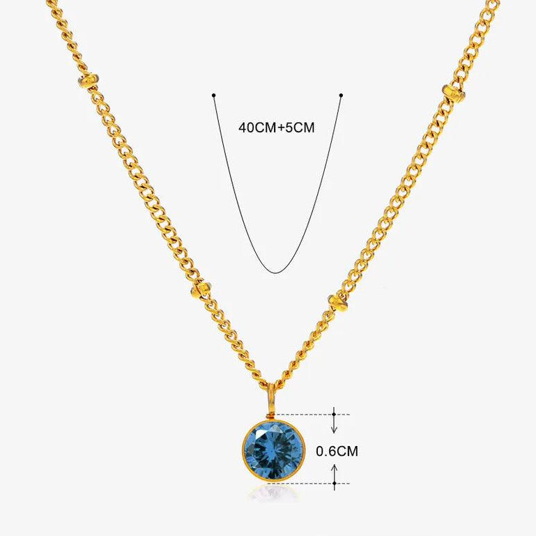 304 Stainless Steel Titanium Steel 18K Gold Plated Simple Style Plating Inlay Round Rhinestones Pendant Necklace