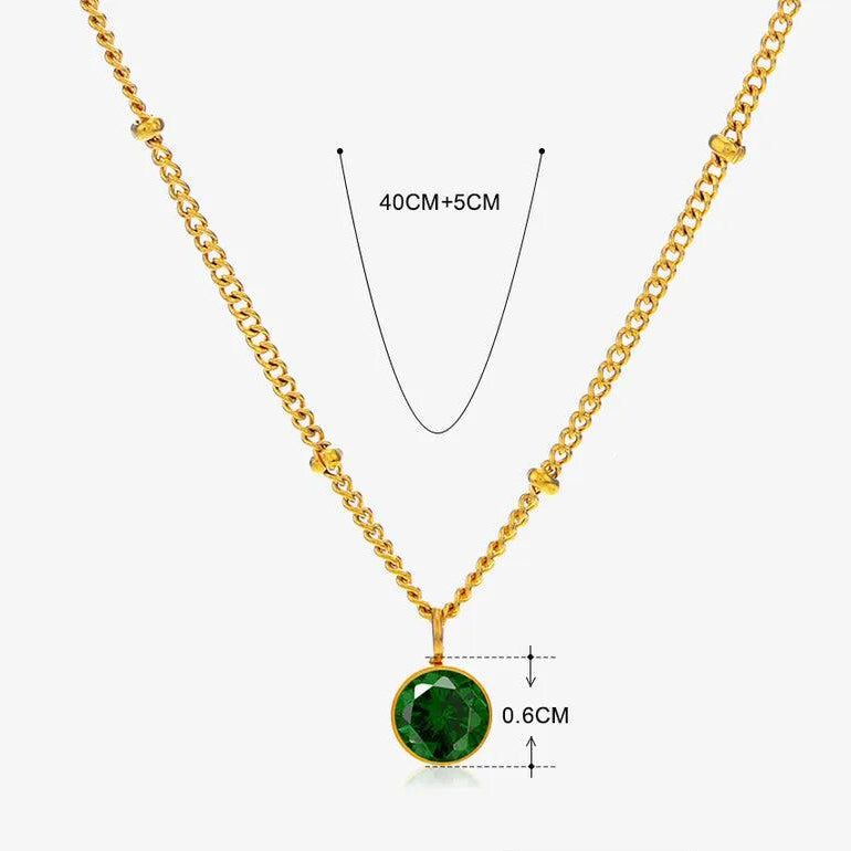 304 Stainless Steel Titanium Steel 18K Gold Plated Simple Style Plating Inlay Round Rhinestones Pendant Necklace