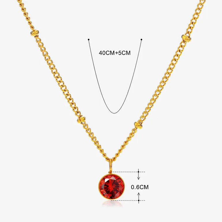 304 Stainless Steel Titanium Steel 18K Gold Plated Simple Style Plating Inlay Round Rhinestones Pendant Necklace
