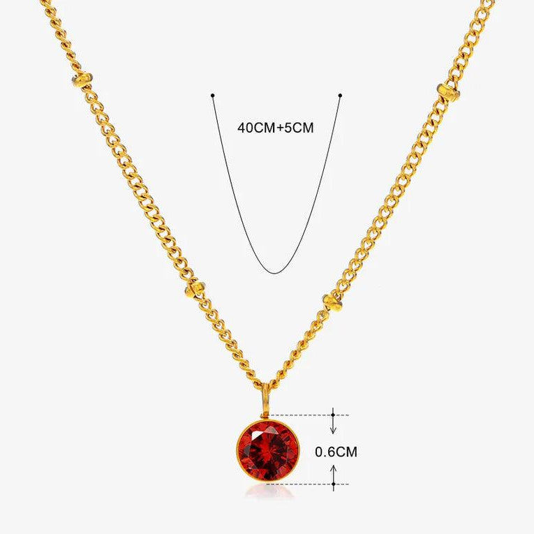 304 Stainless Steel Titanium Steel 18K Gold Plated Simple Style Plating Inlay Round Rhinestones Pendant Necklace