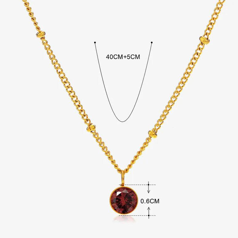 304 Stainless Steel Titanium Steel 18K Gold Plated Simple Style Plating Inlay Round Rhinestones Pendant Necklace