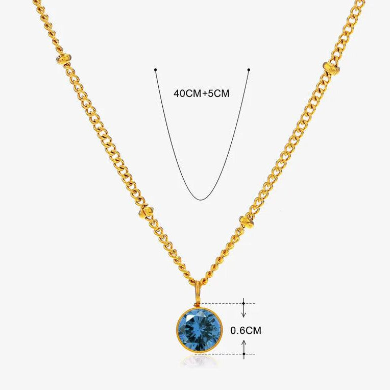 304 Stainless Steel Titanium Steel 18K Gold Plated Simple Style Plating Inlay Round Rhinestones Pendant Necklace