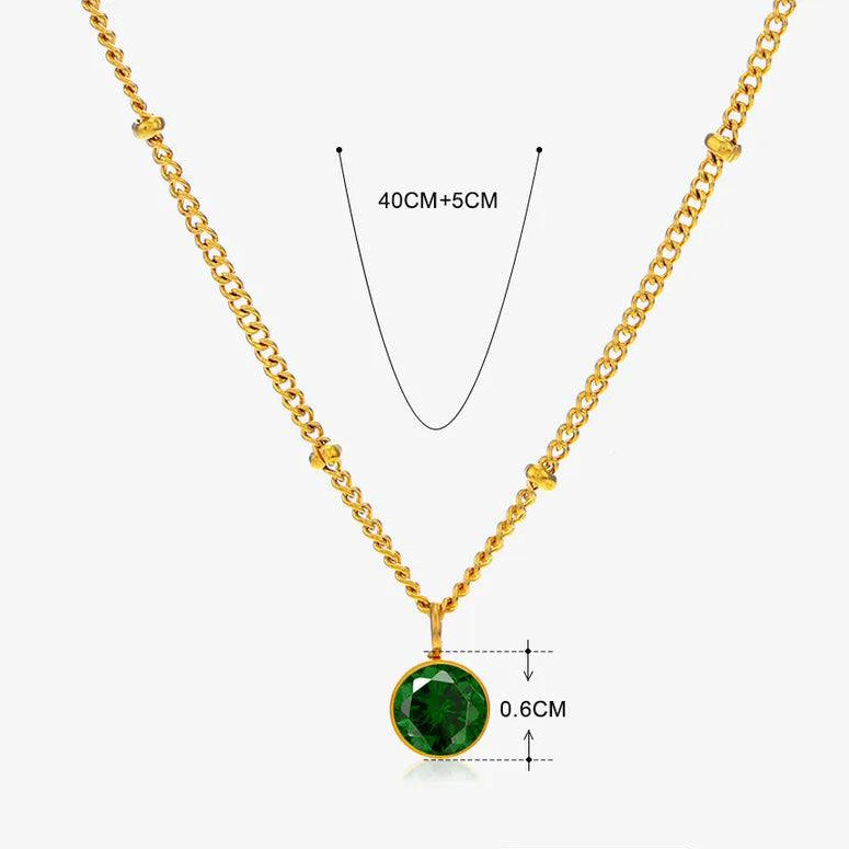 304 Stainless Steel Titanium Steel 18K Gold Plated Simple Style Plating Inlay Round Rhinestones Pendant Necklace